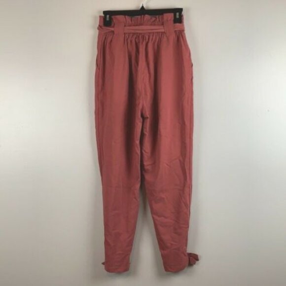 Grace Karin Women's Cropped Paper Bag Pants In Salmon Pink Size Medium - Picture 2 of 6